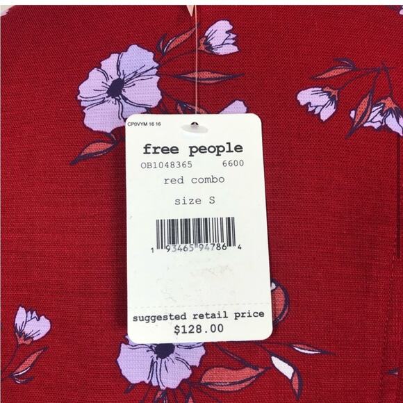 NWT free people Adele tunic midi dress in red floral print - Picture 8 of 11